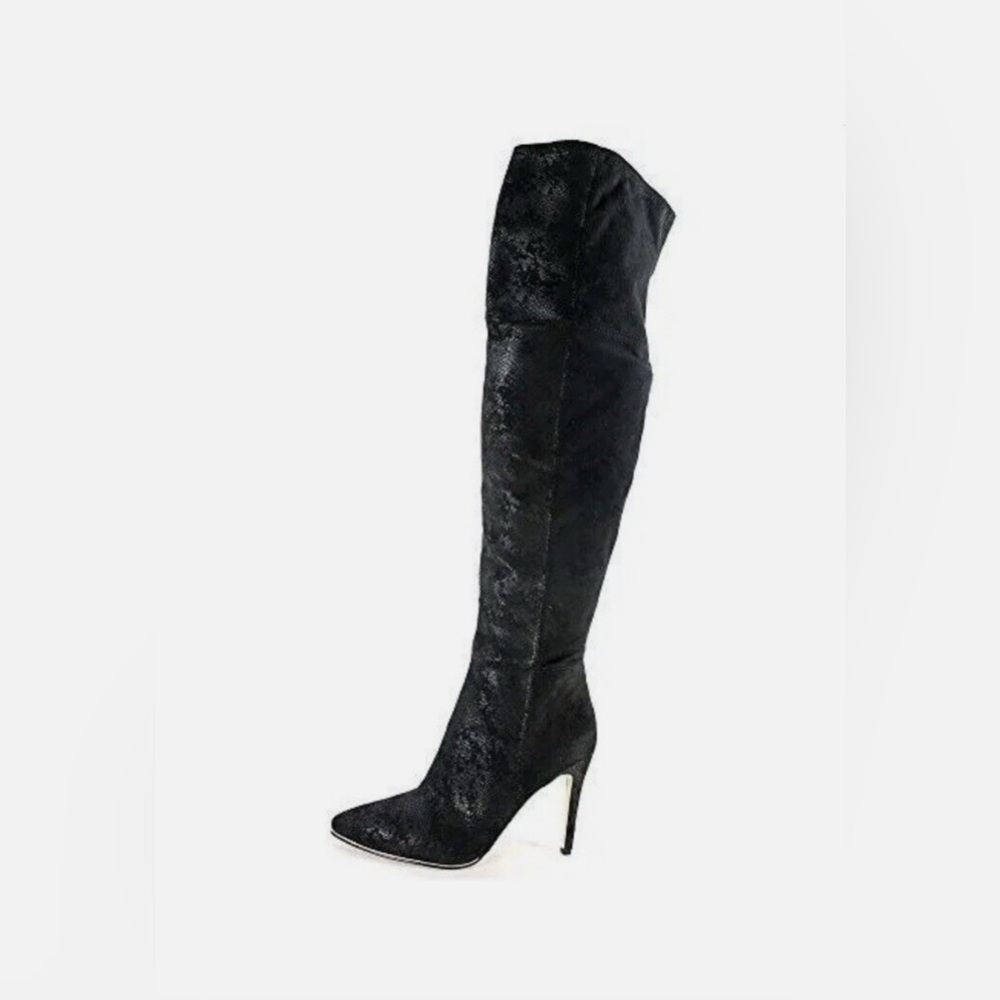 Guess Women’s Faux Suede Over The Knee Black Stiletto Boots
